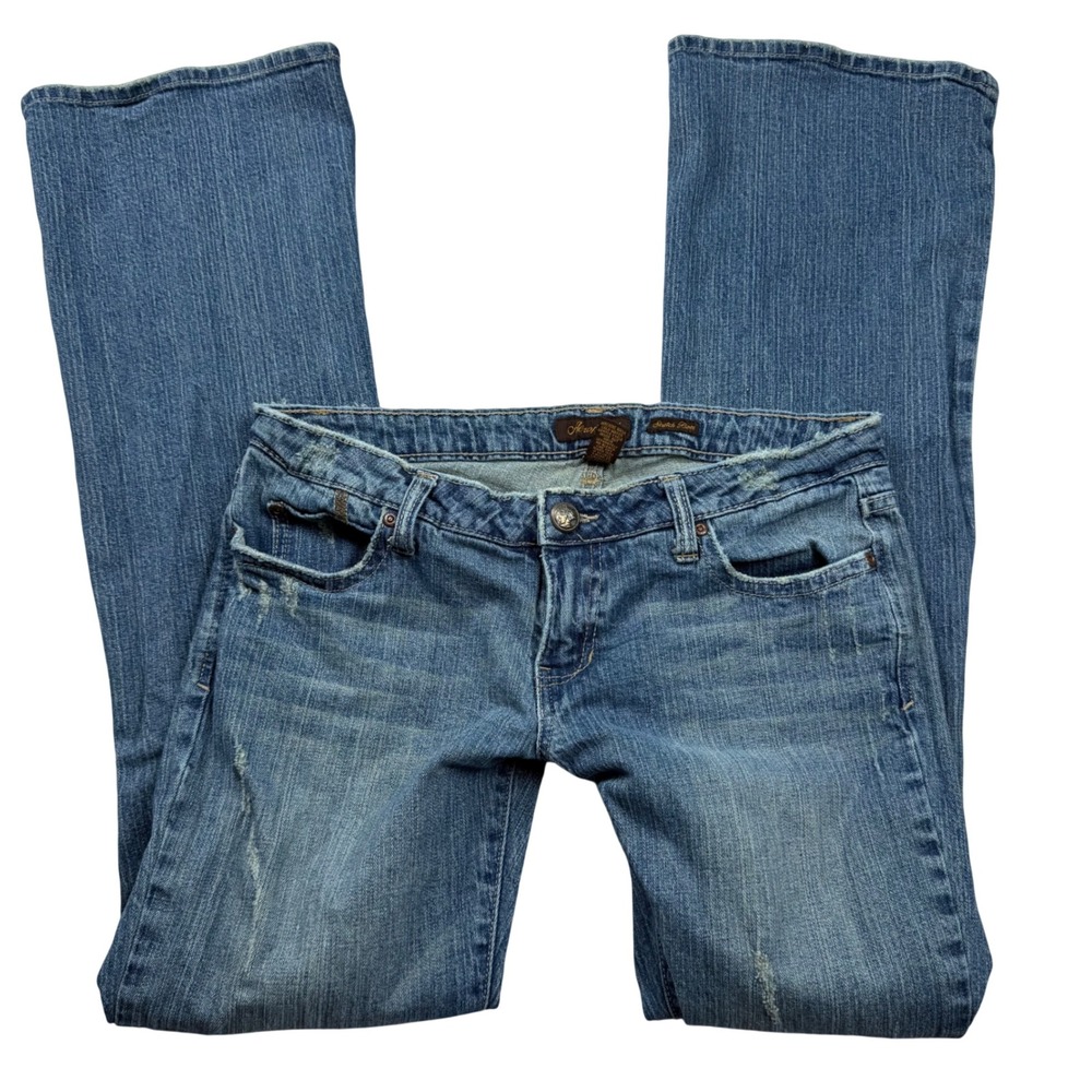 VTG Y2K Aeropostale Stretch Boot Jeans Sz 7/8 L Distressed Ultra Low Rise